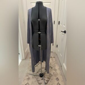 Long Gray Duster Cardigan with marbled design, OS